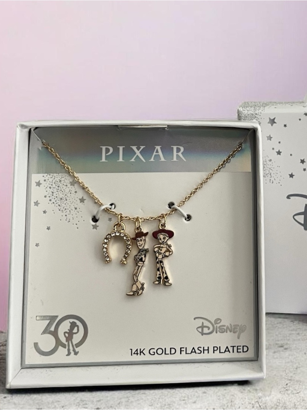 Pixar Disney Jessie & Woody 14K Gold Flash Plated Necklace-30th Anniversary